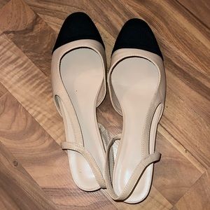 Elegant Black and Cream Women's Slingback Shoes